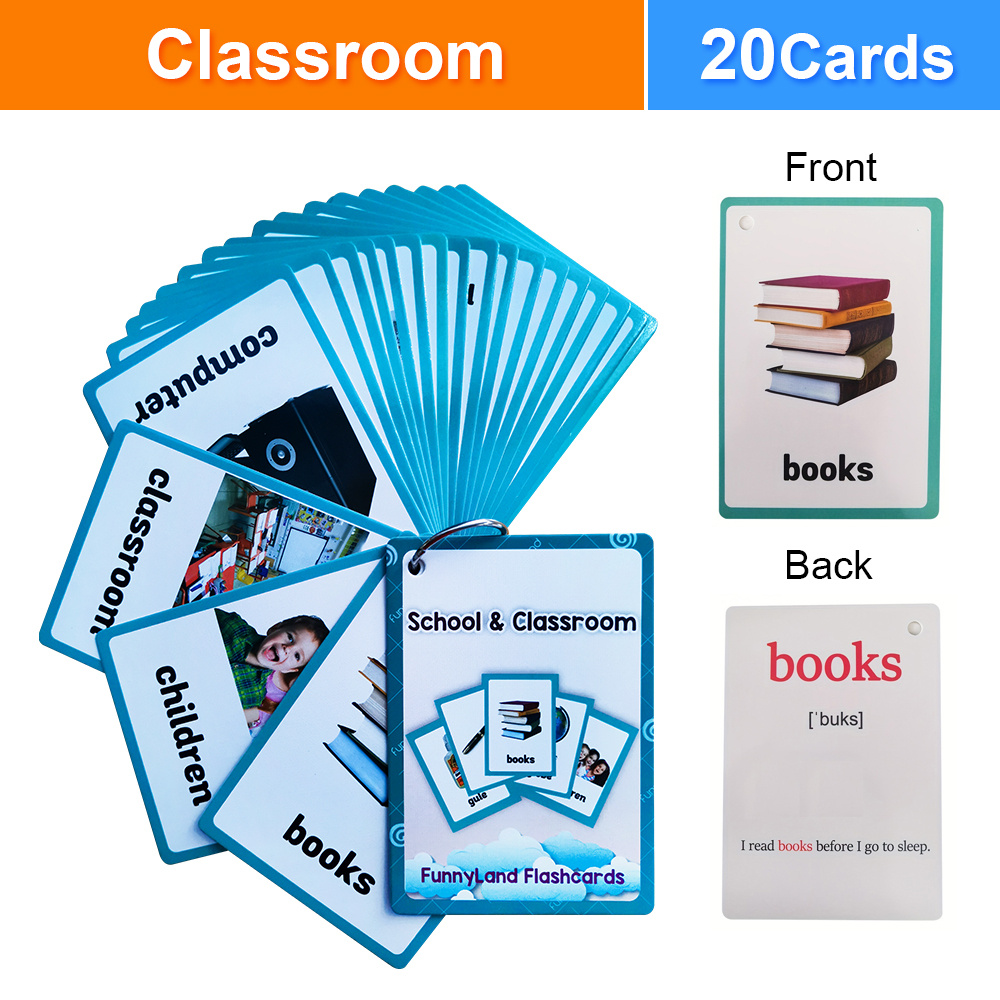 Flash Card Alphabet - Cartões de aprendizagem de vocabulário, papelaria