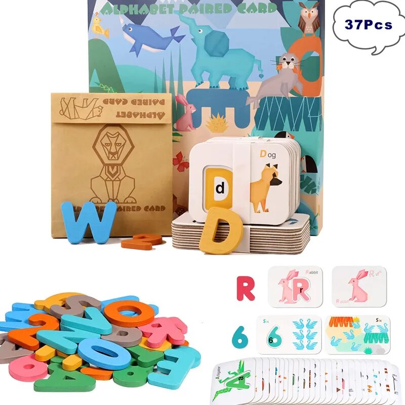 Flash Card Alphabet - Montessori-Alfabeto de Madeira e Números Flash