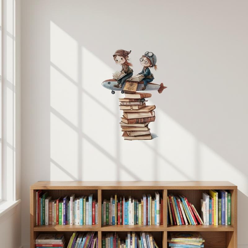 Kids Education Wallpaper - Adesivos de Parede Removíveis de Livros