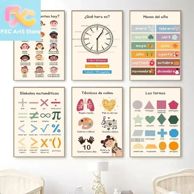 Kids Educational - Alphabet Numbers & More - 1 peça de arte de parede