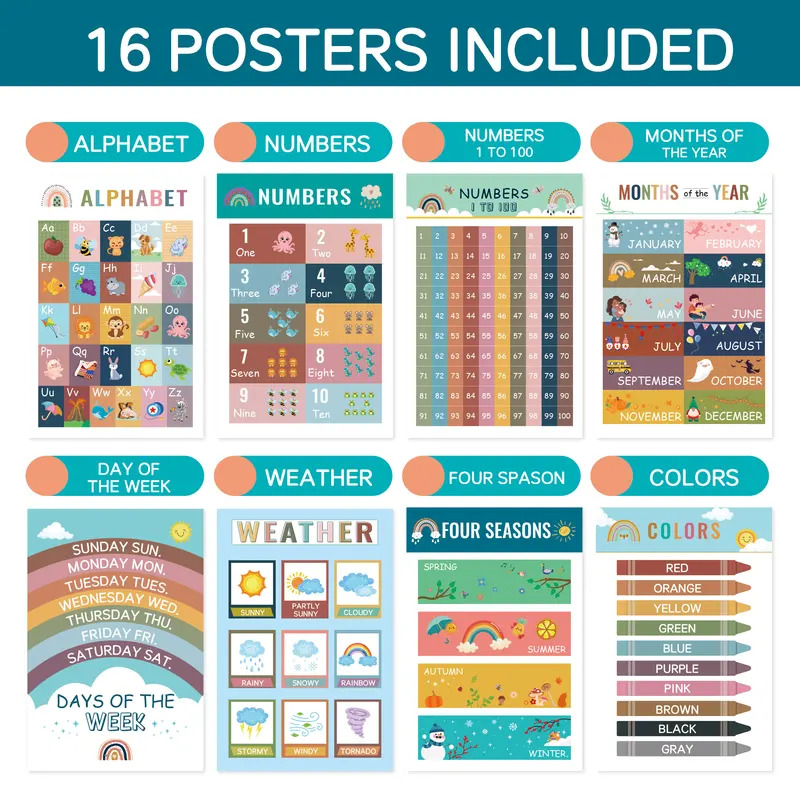 16 pçs montessori iluminar edu - Kids Education Wallpaper avaliação e preço