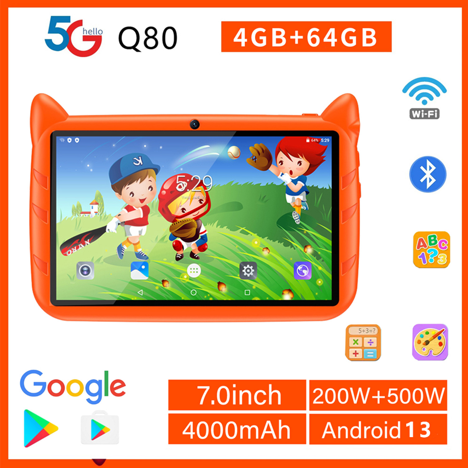 Novo 5g wifi crianças tablet 7 - Kids Educational Games Learn English avaliação e preço