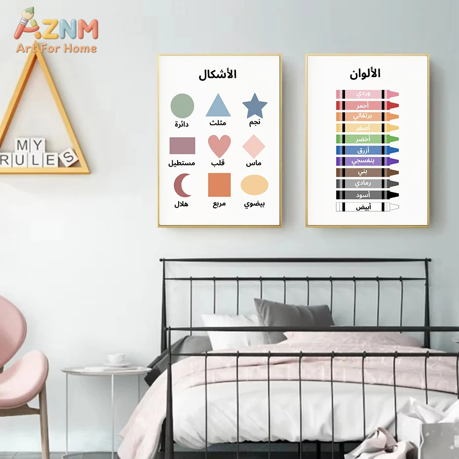 AZNM Arte de parede em tela ed - Kids Educational - Alphabet Numbers & More avaliação e preço