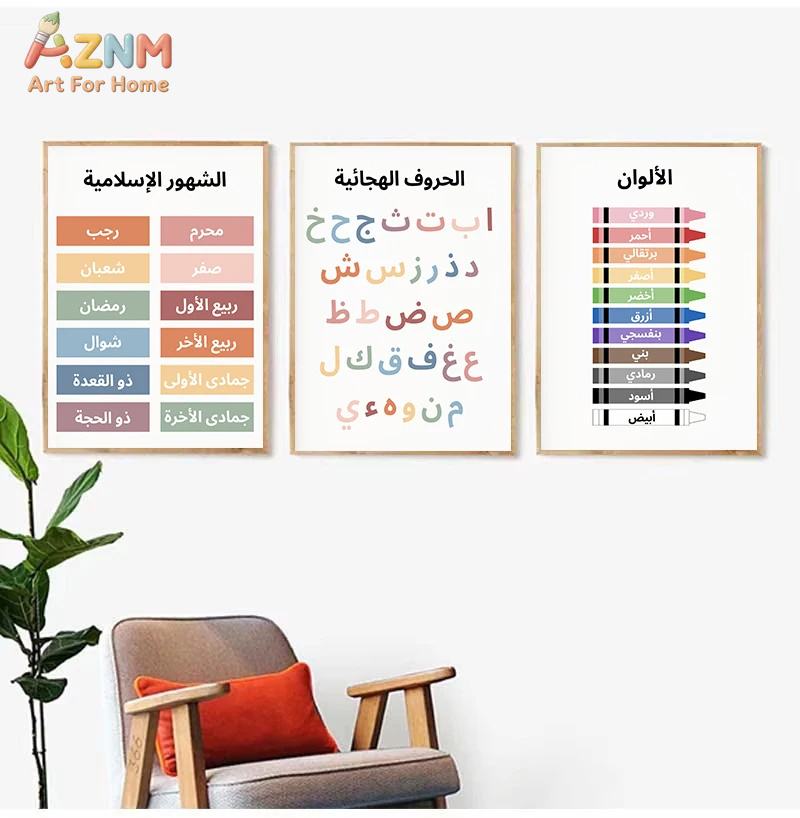 AZNM Arte de parede em tela ed - Kids Educational - Alphabet Numbers & More avaliação e preço