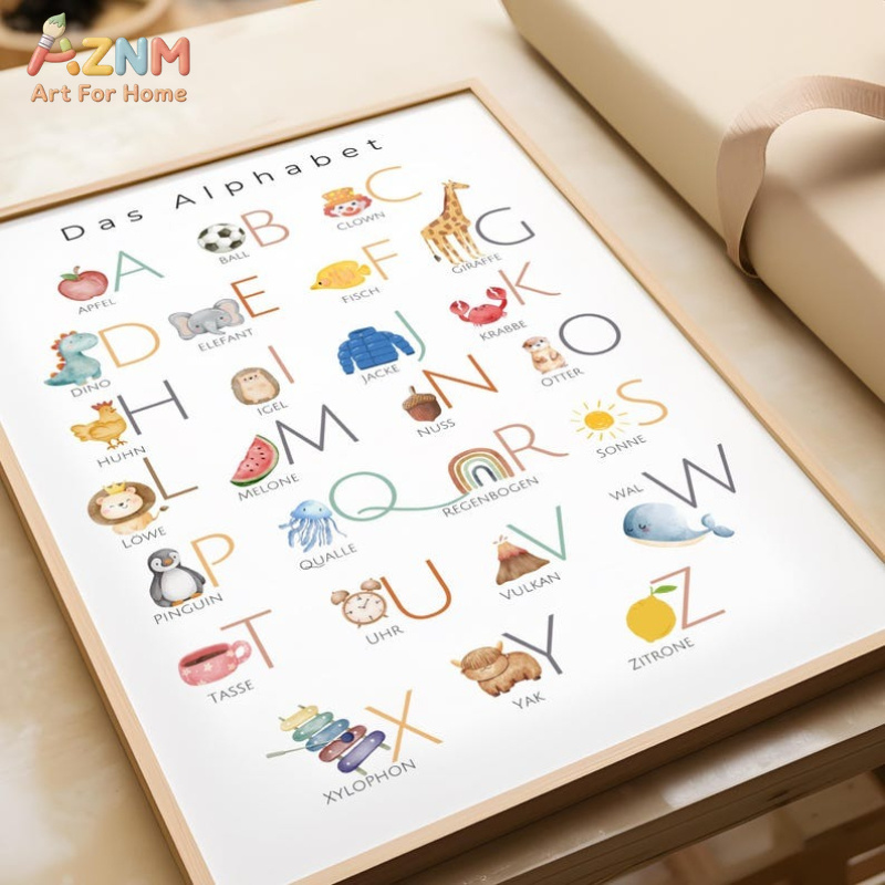 AZNM Arte de Parede em Tela co - Kids Educational - Alphabet Numbers & More avaliação e preço
