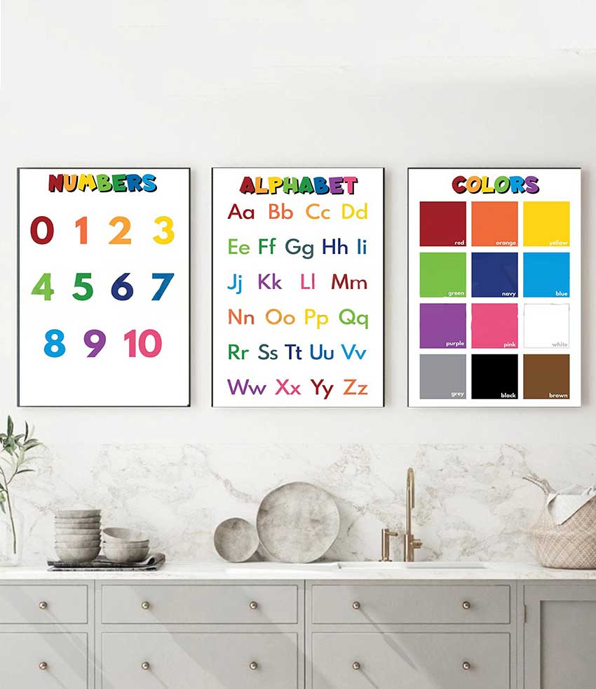 1 pôster educacional sem moldu - Kids Educational - Alphabet Numbers & More avaliação e preço